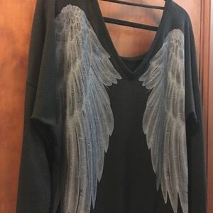Torrid Black Long Sleeve Angel Wing Top